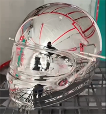 chromed race helmet