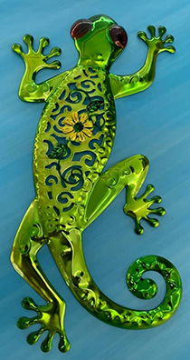 Silver plated and coloured lizard